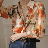 Coraline | Floral Ink Print Blouse with Elegant Fit