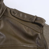 Arabella | Cropped Faux Leather Bomber Jacket