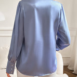 Hazel | Women’s Satin Blouse with Tie Neck and Elegant Sleeves