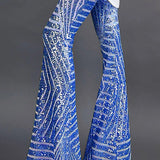 Beatrice | Women's High-Waist Wide-Leg Trousers with Geometric Print