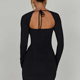 Rowena | Black Mini Dress with Square Neckline
