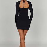 Rowena | Black Mini Dress with Square Neckline