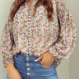 Aviana | Floral Print Crew Neck Blouse with Lightweight Comfort