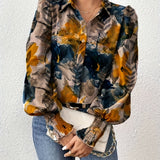Evangeline | Floral Print Lapel Collar Blouse
