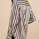 Alina | Striped Button-Up Blouse with Elegant Finish