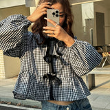Marielle | Plaid Bubble Blouse with Relaxed Fit
