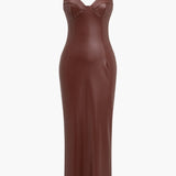 Lysandra | Faux Leather Corset Maxi Dress