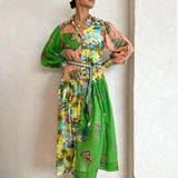 Junia | Vintage Print Maxi Dress with Polo Collar