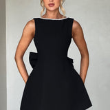 Lucienne | Sleeveless Mini Dress with Pearl Neckline