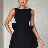 Lucienne | Sleeveless Mini Dress with Pearl Neckline