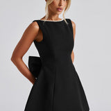 Lucienne | Sleeveless Mini Dress with Pearl Neckline