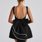 Lucienne | Sleeveless Mini Dress with Pearl Neckline