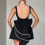 Lucienne | Sleeveless Mini Dress with Pearl Neckline