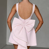 Lucienne | Sleeveless Mini Dress with Pearl Neckline