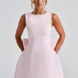 Lucienne | Sleeveless Mini Dress with Pearl Neckline