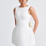 Lucienne | Sleeveless Mini Dress with Pearl Neckline