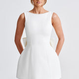 Lucienne | Sleeveless Mini Dress with Pearl Neckline