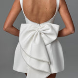 Lucienne | Sleeveless Mini Dress with Pearl Neckline