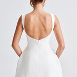 Lucienne | Sleeveless Mini Dress with Pearl Neckline