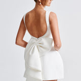 Lucienne | Sleeveless Mini Dress with Pearl Neckline