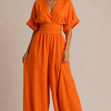 Evie | V-Neck Wide-Leg Linen Blend Jumpsuit