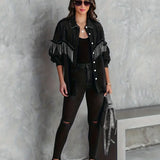 Evelyn | Women’s Boho Denim Jacket with Fringe Details