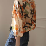 Coraline | Floral Ink Print Blouse with Elegant Fit