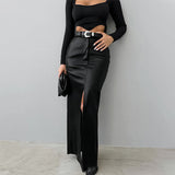 Violet | Maxi Skirt in Leather-Look Finish