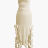 Harper | Bandeau Maxi Dress with Elegant Ruffle Detail