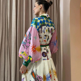 Junia | Vintage Print Maxi Dress with Polo Collar