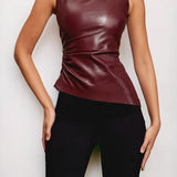 Juliette | Sleeveless Shimmer Top with Stand Collar
