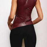 Juliette | Sleeveless Shimmer Top with Stand Collar