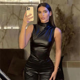 Juliette | Sleeveless Shimmer Top with Stand Collar