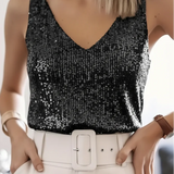 Adeline | Sequin V-Neck Sleeveless Top