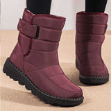 Women's Winter Snow Boots with Plush Lining – Water-Resistant Ankle Boots with Strap & Non-Slip Sole