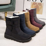 Women's Winter Snow Boots with Plush Lining – Water-Resistant Ankle Boots with Strap & Non-Slip Sole