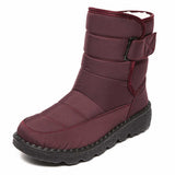 Women's Winter Snow Boots with Plush Lining – Water-Resistant Ankle Boots with Strap & Non-Slip Sole
