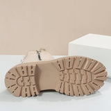 Women's Winter Fleece-Lined Slip-On Ankle Boots – Suede-Effect Platform Boots with Pull Tab