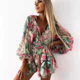 Emmeline | V-Neck Wrap Front Short Set with Tie Waist