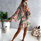 Emmeline | V-Neck Wrap Front Short Set with Tie Waist