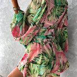 Emmeline | V-Neck Wrap Front Short Set with Tie Waist