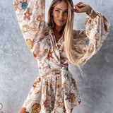 Emmeline | V-Neck Wrap Front Short Set with Tie Waist