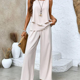 Camilla | Sleeveless Top and Wide Leg Trouser Set with Layered Hem