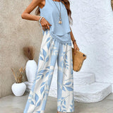 Camilla | Sleeveless Top and Wide Leg Trouser Set with Layered Hem