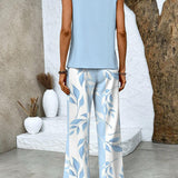 Camilla | Sleeveless Top and Wide Leg Trouser Set with Layered Hem