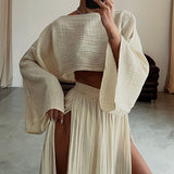 Genevieve | Women's Crop Top and Side Split Maxi Skirt Set