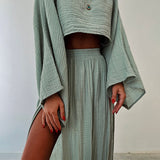 Genevieve | Women's Crop Top and Side Split Maxi Skirt Set