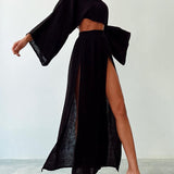 Genevieve | Women's Crop Top and Side Split Maxi Skirt Set