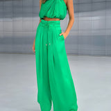 Juliette | Women's Halter Neck Top and High-Waist Trouser Set