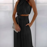 Juliette | Women's Halter Neck Top and High-Waist Trouser Set